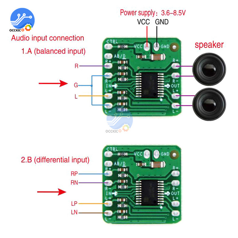 Ploča za diferencijalno pojačalo snage 2x10W 2x18W Digitalno audio pojačalo snage D klase HT8697 Diferencijalni ulaz 3,6-8,5V 6～14V