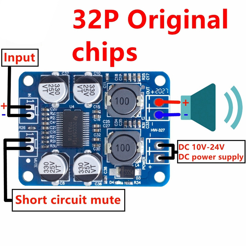 2Pcs DC 8-26V TPA3118 PBTL Mono digitalna ploča pojačala AMP modul 1 X 60W za Arduino