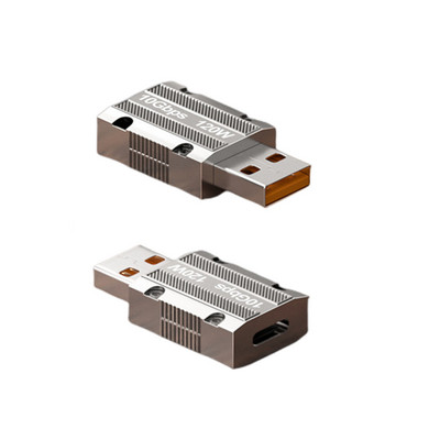 C típusú adapter Cink ötvözet tok, mecha stílusú USB C 3.1 aljzat USB A dugós konverter Type-C OTG telefon PC adapter 120 W töltés