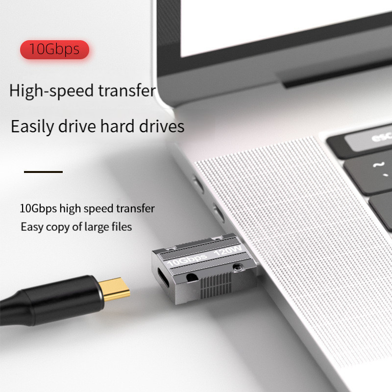 C típusú adapter Cink ötvözet tok, mecha stílusú USB C 3.1 aljzat USB A dugós konverter Type-C OTG telefon PC adapter 120 W töltés