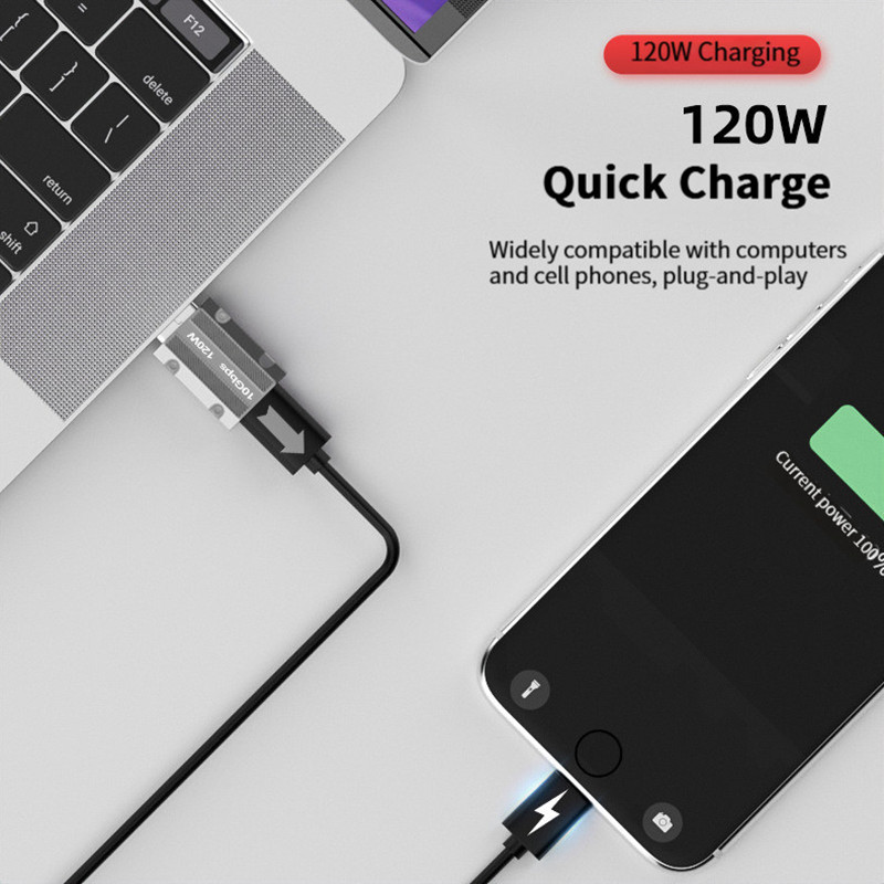 C típusú adapter Cink ötvözet tok, mecha stílusú USB C 3.1 aljzat USB A dugós konverter Type-C OTG telefon PC adapter 120 W töltés