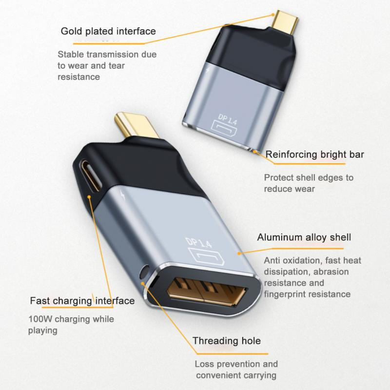 USB C pretvarači Thunderbolt 3 Type-C u DP/Mini DP/HDMI-kompatibilan/VGA/RJ45 muško-ženski adapter s PD punjenjem za Macbook PC