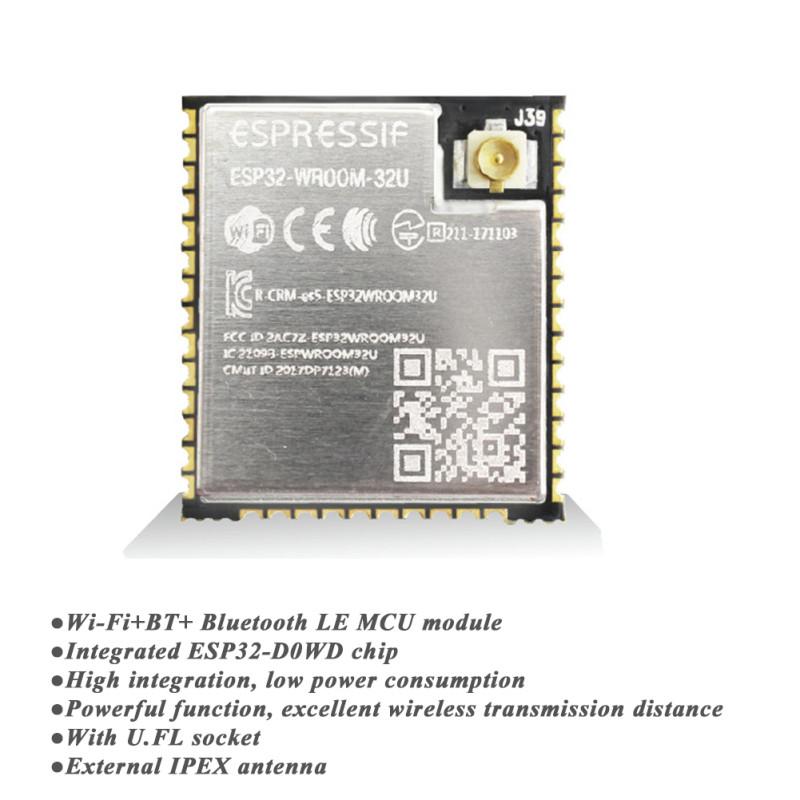 ESP-32 ESP-WROOM-32 ESP32 ESP-32U Bluetooth-kompatibilan i WiFi dvojezgreni CPU s niskom potrošnjom energije MCU ESP-32 IPEX antena
