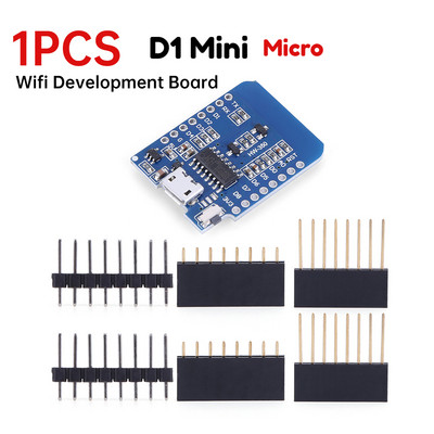 D1 Mini ESP8266 ESP-12F CH340G V2 USB WeMos D1 Mini WIFI arendusplaat ESP-8266 D1 Mini NodeMCU Lua IOT plaat 3,3 V koos kontaktidega