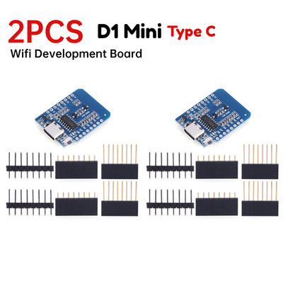 D1 Mini ESP8266 ESP-12F CH340G V2 USB WeMos D1 Mini WIFI arendusplaat ESP-8266 D1 Mini NodeMCU Lua IOT plaat 3,3 V koos kontaktidega