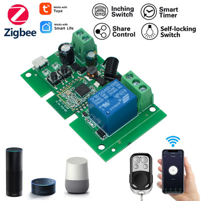 Modul de releu ZigBee 7-32v Telecomandă Comutator de lumină Vioce Alexa Google Smart Home Hub Gateway Bridge