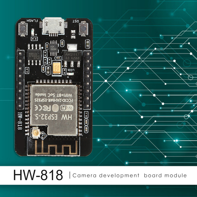 ESP32-CAM-CH340 fejlesztői kártya WiFi Bluetooth vezeték nélküli modullal támogatott UART SPI I2C PWM interfész intelligens otthonhoz