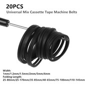 20 tk universaalne segakassettlindi masinarihm, tavaline ruudukujuline kummirihm salvestitele Walkman CD DVD-draiv 1,2/1,5/2 mm