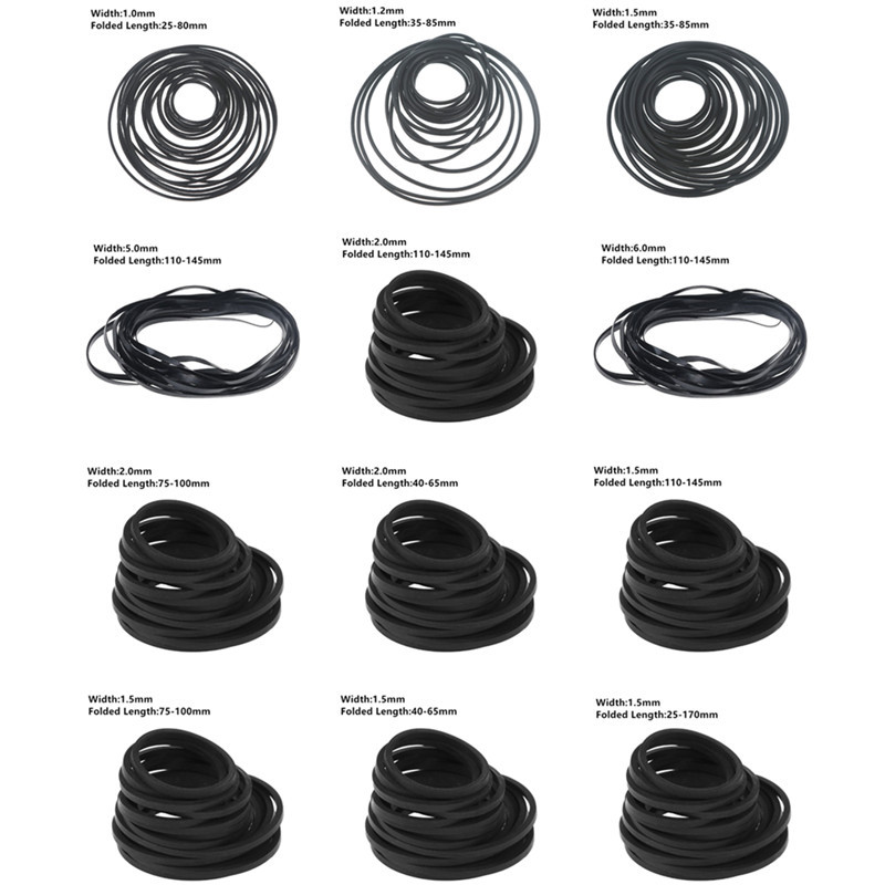 20 tk universaalne segakassettlindi masinarihm, tavaline ruudukujuline kummirihm salvestitele Walkman CD DVD-draiv 1,2/1,5/2 mm