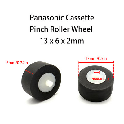 1Pcs 13x6x2mm With Axial Rubber Pinch Roller Belt Wheel For Panasonic Cassette Movement Tape Recorder Radio Audio Accessories