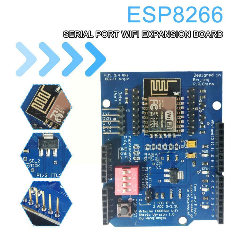 Placă de expansiune WiFi serial ESP8266 Shiled ESP-12E R3 Placă de dezvoltare extensie Gpio F6I3