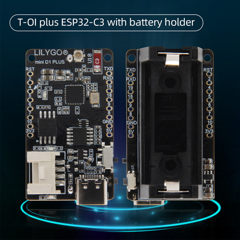LILYGO® TTGO T-OI PLUS RISC-V ESP32-C3 Modul cip Reîncărcabil 16340 Suport baterie Suport Placă de dezvoltare Wi-Fi BLE