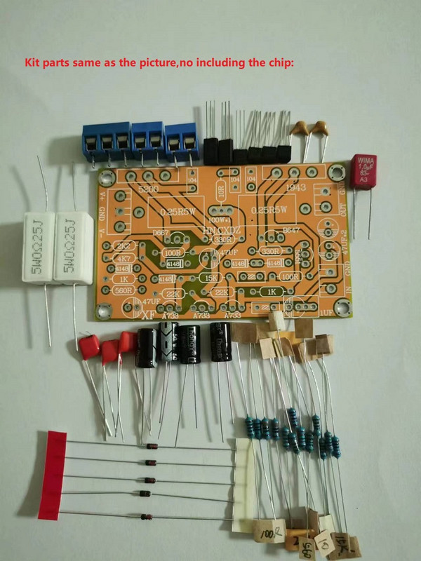 Isetehtud komplektid 2SC5200+2SA1943 / TTC5200+TTA1943 Mono-kanaliga 100 W võimsusvõimendi plaat koos osadega