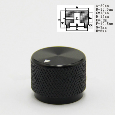 Za 4 mm 6 mm 6.4 mm 8 mm 8.2 mm 8.4 mm rupa za osovinu aluminijske legure gumb za podešavanje opreme 20 * 15.5 mm potenciometar gumbi prekidača glasnoće