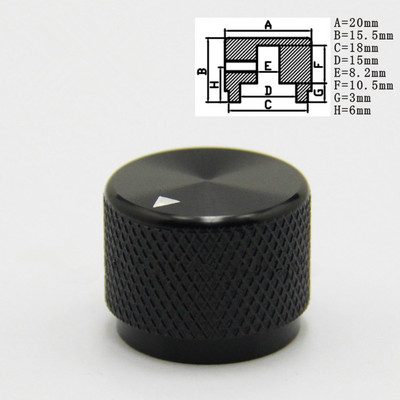 Za 4 mm 6 mm 6.4 mm 8 mm 8.2 mm 8.4 mm rupa za osovinu aluminijske legure gumb za podešavanje opreme 20 * 15.5 mm potenciometar gumbi prekidača glasnoće