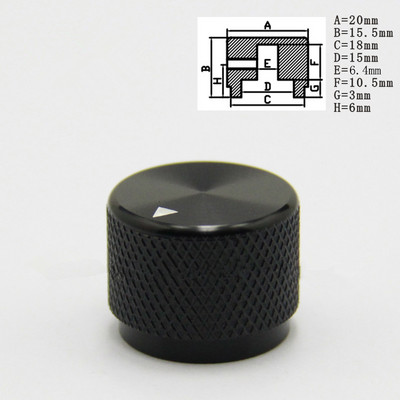 Za 4 mm 6 mm 6.4 mm 8 mm 8.2 mm 8.4 mm rupa za osovinu aluminijske legure gumb za podešavanje opreme 20 * 15.5 mm potenciometar gumbi prekidača glasnoće