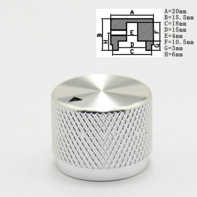 Za 4 mm 6 mm 6.4 mm 8 mm 8.2 mm 8.4 mm rupa za osovinu aluminijske legure gumb za podešavanje opreme 20 * 15.5 mm potenciometar gumbi prekidača glasnoće