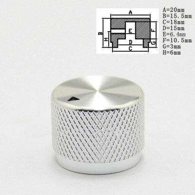 Za 4 mm 6 mm 6.4 mm 8 mm 8.2 mm 8.4 mm rupa za osovinu aluminijske legure gumb za podešavanje opreme 20 * 15.5 mm potenciometar gumbi prekidača glasnoće