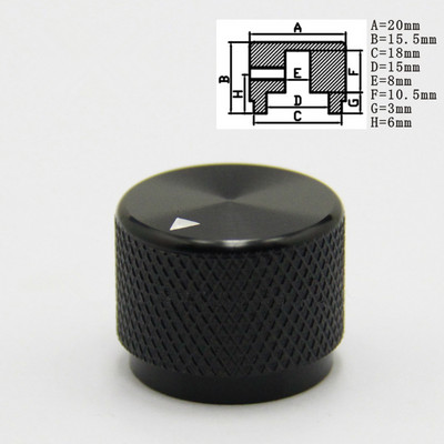 Za 4 mm 6 mm 6.4 mm 8 mm 8.2 mm 8.4 mm rupa za osovinu aluminijske legure gumb za podešavanje opreme 20 * 15.5 mm potenciometar gumbi prekidača glasnoće