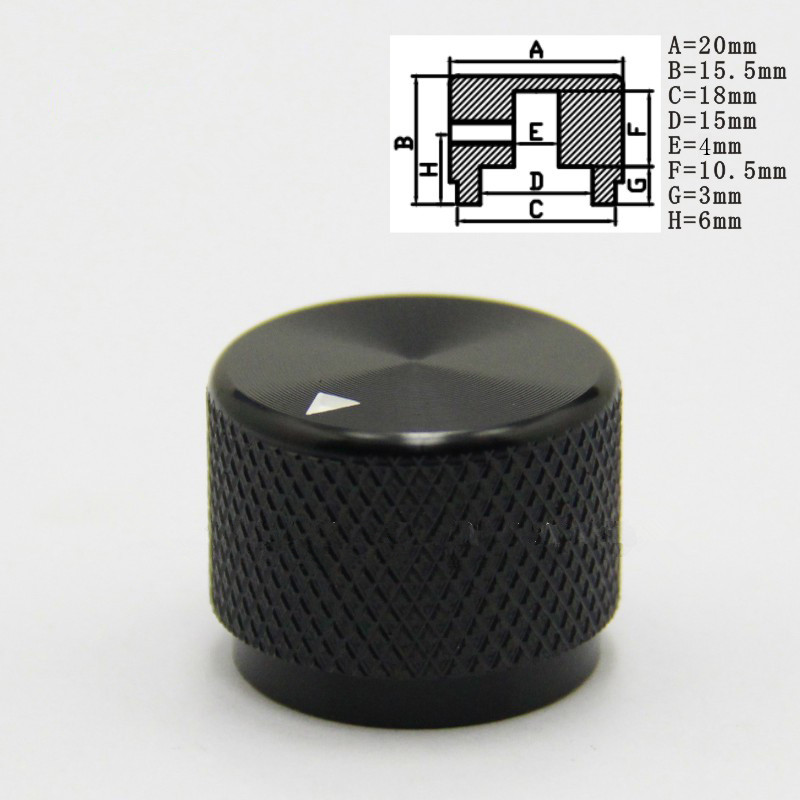 Za 4 mm 6 mm 6.4 mm 8 mm 8.2 mm 8.4 mm rupa za osovinu aluminijske legure gumb za podešavanje opreme 20 * 15.5 mm potenciometar gumbi prekidača glasnoće