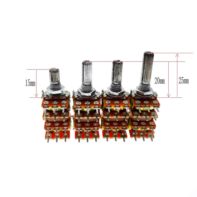 1PCS Υψηλής ποιότητας B50K B100K 50K 100K Stereo Volume Potencimeter Audio 4 Channels Volume Potenciometer 50KBX4 100KBX4 RK163