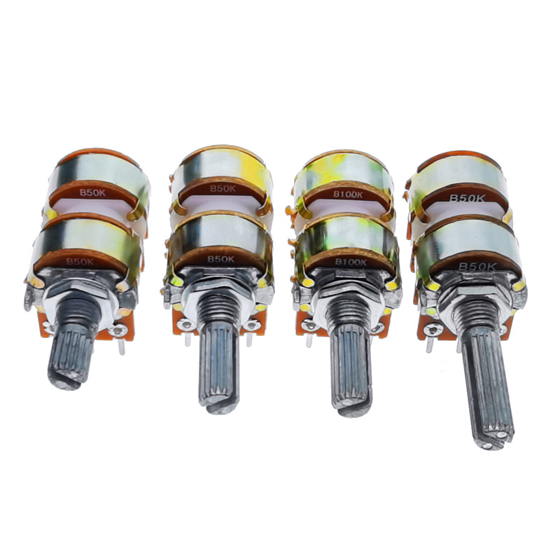 1PCS Υψηλής ποιότητας B50K B100K 50K 100K Stereo Volume Potencimeter Audio 4 Channels Volume Potenciometer 50KBX4 100KBX4 RK163