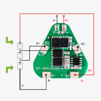 3PCS 3S 12V 8A 18650 Lithium Battery Protection Board Module PCB BMS Protection Board for 3 Li-Ion Cell Pack