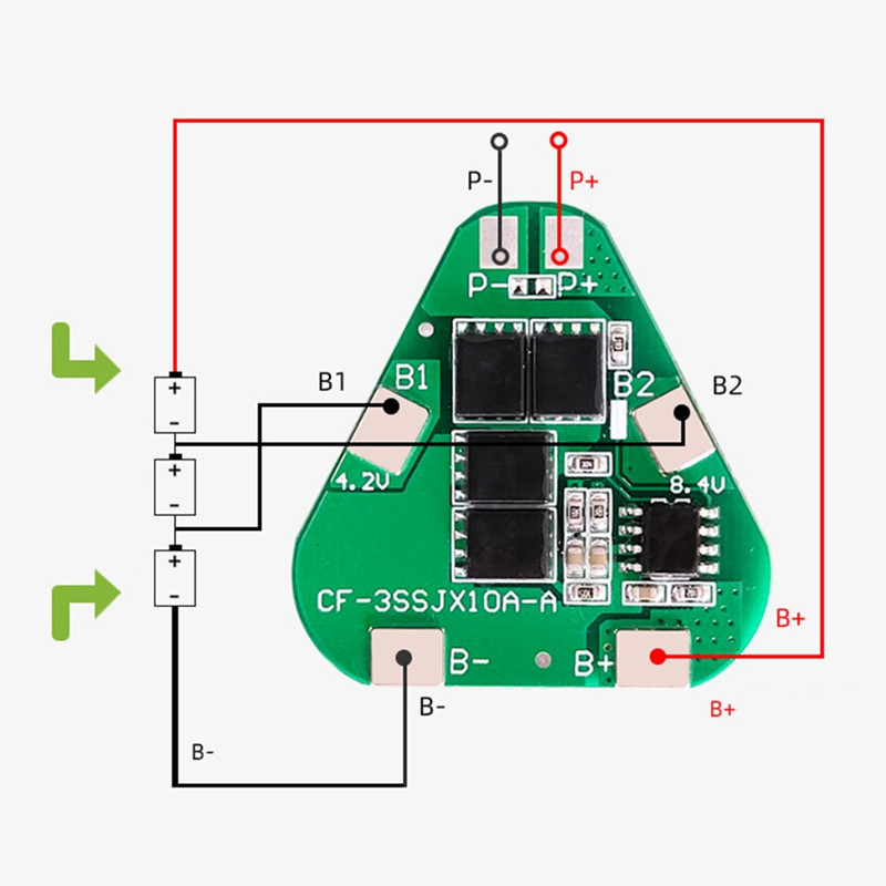 3PCS 3S 12V 8A 18650 zaštitna ploča za litij bateriju PCB BMS zaštitna ploča Modul za paket od 3 Li-Ion ćelije
