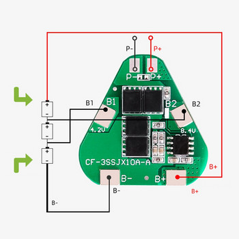 3PCS 3S 12V 8A 18650 Защитна платка за литиева батерия PCB BMS Защитна платка Модул за пакет от 3 литиево-йонни клетки