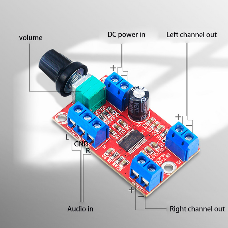 2 kanalų skaitmeninė galios stiprintuvo plokštė 60 W didelės galios 2.0 gryno galinio lygio mini galios stiprintuvo modulis karščiavimas didelio tikslumo 12 V