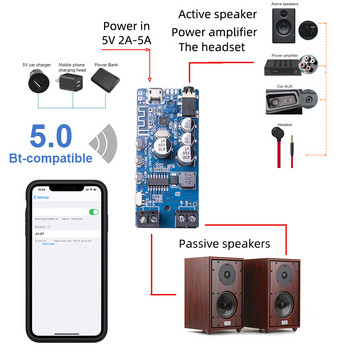 2X50W Bluetooth 5.0 Усилвател на мощността Клас D Аудио HiFi Стерео Безжичен музикален плейър Мини USB Приложение за звукова карта Цифрова AMP платка