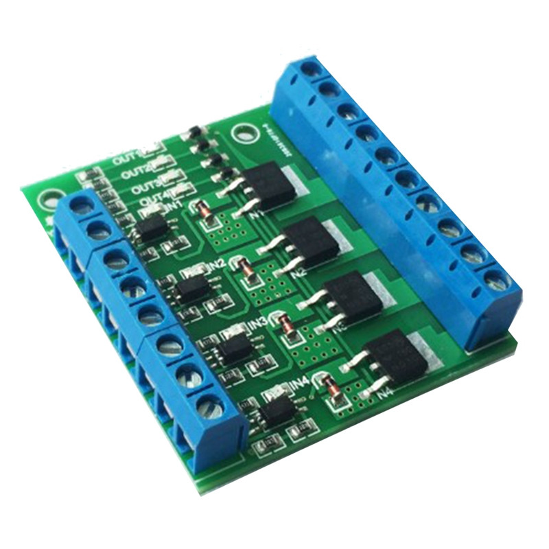 4 kanalų MOS PLC stiprintuvo plokštės PWM 3-20V iki 3,7-27V DC 10A plokštės aukštos kokybės tvarkyklės modulis