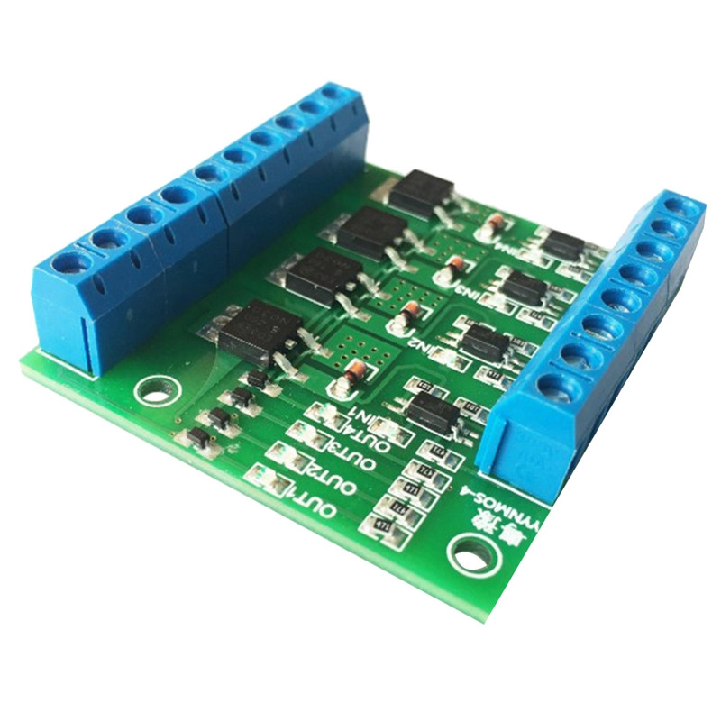 4 kanalų MOS PLC stiprintuvo plokštės PWM 3-20V iki 3,7-27V DC 10A plokštės aukštos kokybės tvarkyklės modulis