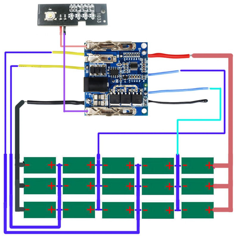 PCB grandinės modulio plokštės dalys, ličio jonų apsaugos pakaitinė baterija PCB ličio jonų 18 V akumuliatoriaus PCB mikroschemų plokštė