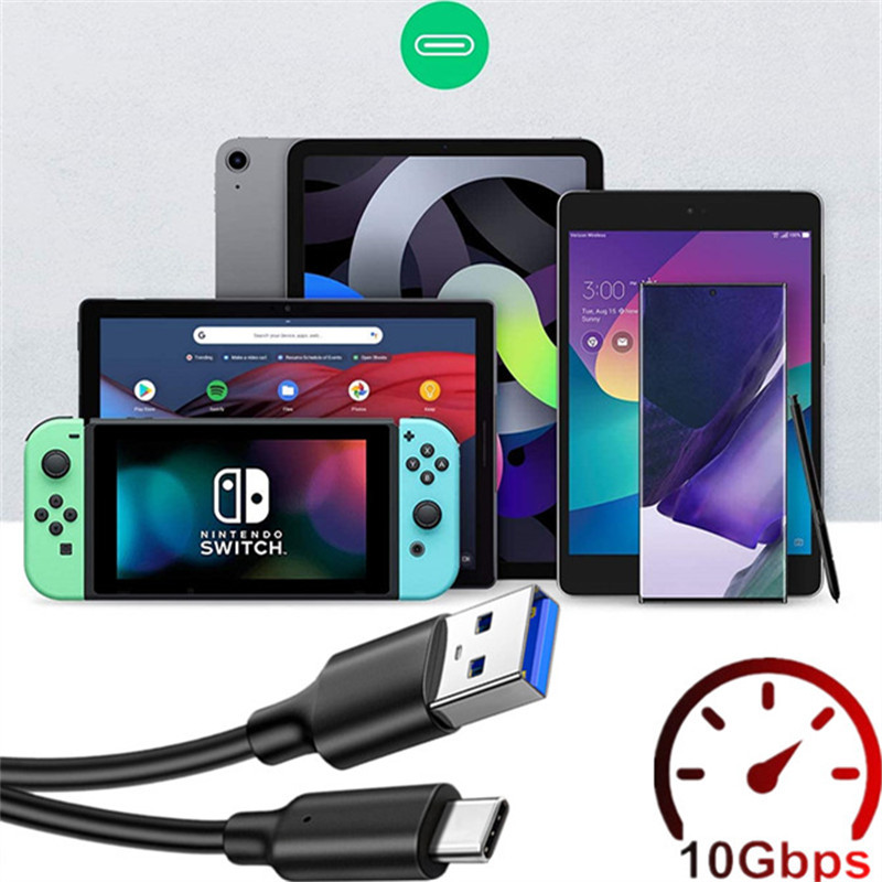USB3.2 Gen2 10Gbps USB A į USB C kabelis Duomenų perdavimas Trumpas USB C SSD kabelis QC 3.0 greito įkrovimo atsarginė dalis, skirta OculusQuest2 VR kabeliui