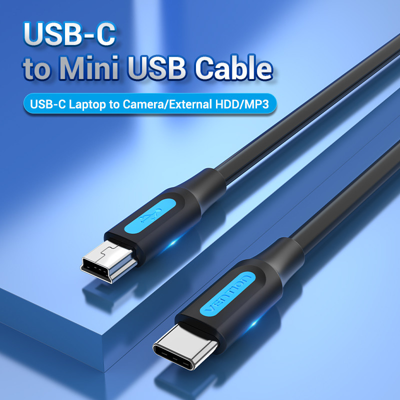 Vention USB C į Mini USB laido C tipo adapteris, skirtas skaitmeninei kamerai MacBook proMP3 grotuvas HDD Type-C į Mini USB kabelis