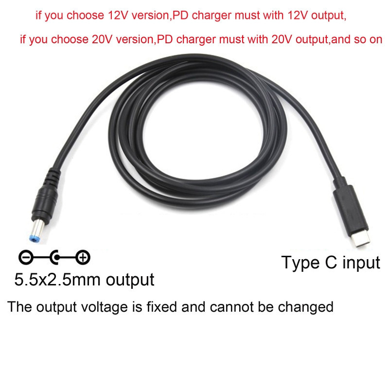 USB C Tip C PD na 9V 12V 15V 20V 5.5x2.5mm Kabel za napajanje za bežični usmjerivač Laptop LED traka Zvučnik CCTV kamera