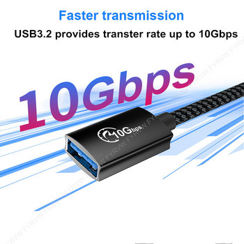 Καλώδιο επέκτασης USB 10 Gbps Καλώδιο επέκτασης USB3.2 USB3.0 Καλώδιο μονάδας flash για υπολογιστή Πληκτρολόγιο Webcam GamePad Δεδομένα Καλώδιο USB OTG HUB