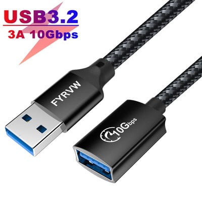 USB hosszabbító kábel 10 Gbps hosszabbító kábel USB3.2 USB3.0 flash meghajtó kábel PC billentyűzethez Webkamera GamePad adat USB OTG HUB kábel