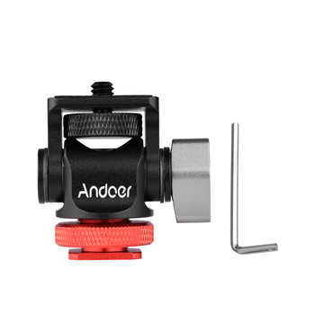 Andoer Mini Monitor Τρίποδος κεφαλής Προσαρμογέας κρύου παπουτσιού Βίδα από κράμα αλουμινίου 1/4 ιντσών για κάμερα φλας Φως μικροφώνου LED γεμίσματος
