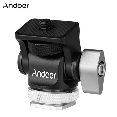Andoer Mini Monitor Mount Глава на статив Студена обувка Адаптер Алуминиева сплав 1/4 инча Винт за светкавица на камера Микрофон LED запълваща светлина