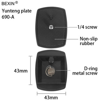 Dslr Quick Release Plate Ploča za kameru, adapter za glavu stativa s 1/4 vijkom za Yunteng Velbon 690 590 600 stativ za kameru