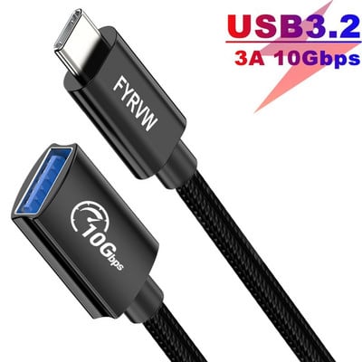 USB 10 Gbps OTG kabeļa C tipa pagarinājuma adapteris USB C vīrišķais–USB mātītes adapteris MacBook Pro pārveidotājam USB3.1 Gen2 OTG kabelis