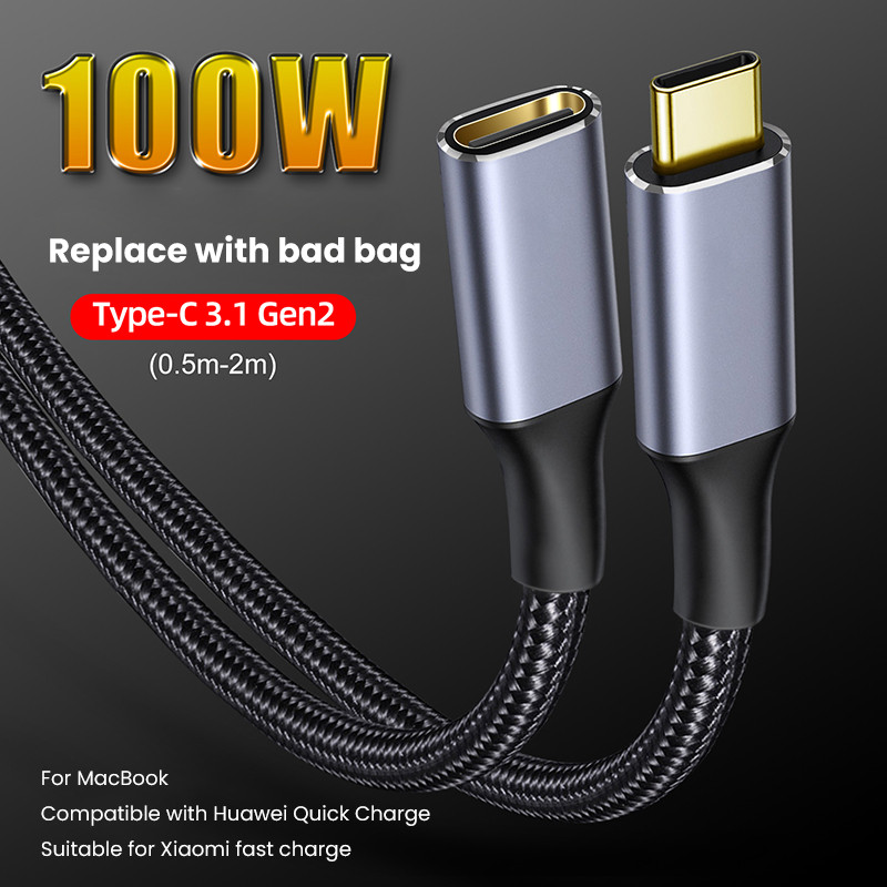 USB 3.1 hosszabbítókábel USB C PD100W 10 Gbps hosszabbító kábel dugasz-alj C típusú hosszabbító thunderbolt3 kábel MacBook Pro Xiaomihoz