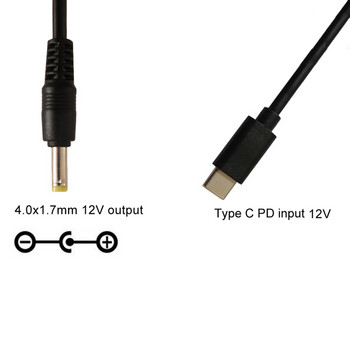 Καλώδιο μετατροπέα Type-C/USB-C PD σε 12V 4,0x1,7mm /3,5x1,35mm / 5,5x2,5mm για δρομολογητή κάμερας CCTV Καλώδιο τροφοδοσίας πολλαπλών χρήσεων Type-C