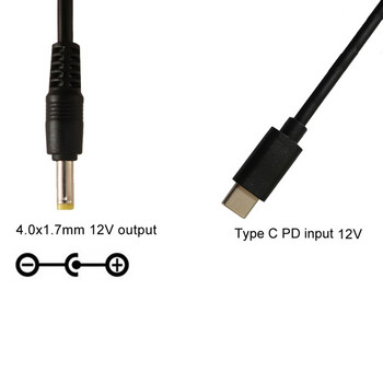 Type-C/USB-C PD към 12V 4.0x1.7mm /3.5x1.35mm / 5.5x2.5mm преобразуващ кабел за CCTV камера рутер Многофункционален захранващ кабел Type-C