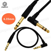Aranyozott 6,35 mm-es, 90 fokos könyökös, kétcsatornás 1/4-es TRS hangszerkábel