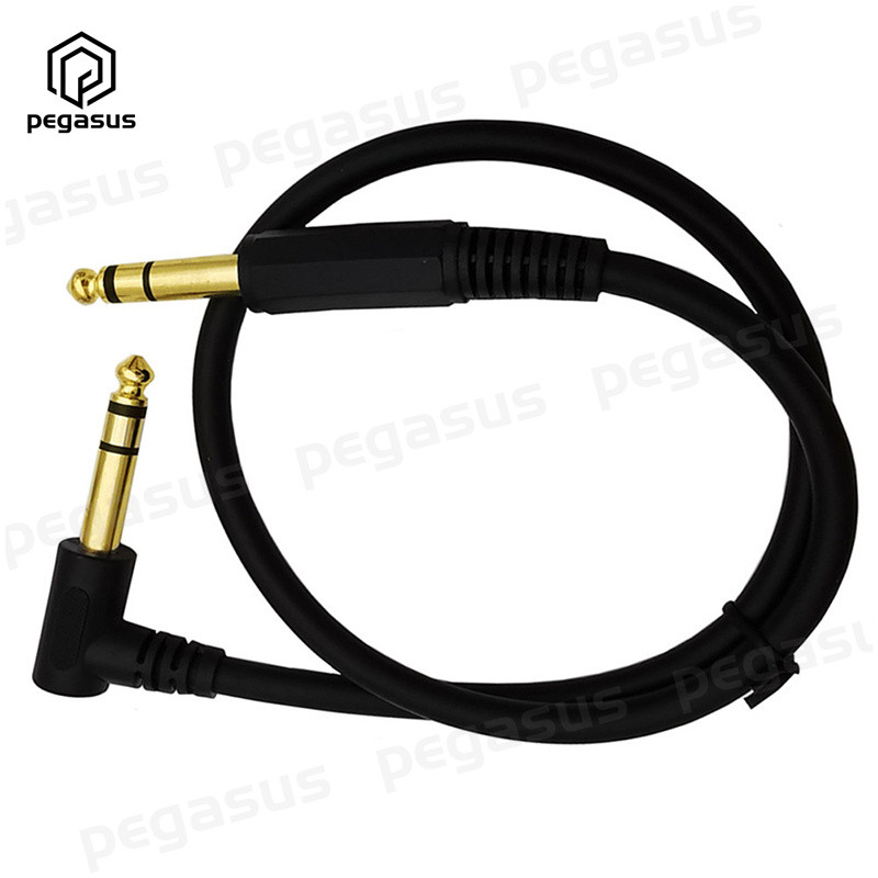 Aranyozott 6,35 mm-es, 90 fokos könyökös, kétcsatornás 1/4-es TRS hangszerkábel