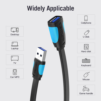 Vention USB Extension Cable 3.0 мъжки към женски USB кабел Extender Data Cord за лаптоп PC Smart TV PS4 Xbox One SSD USB към USB