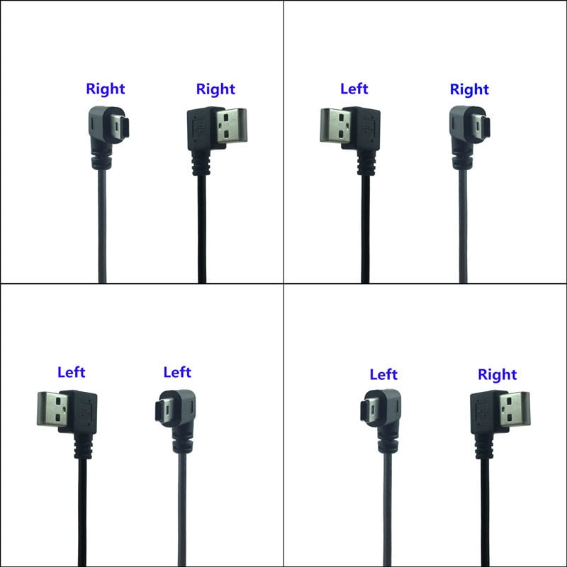 Mini USB kabel pod pravim kutom od 90 stupnjeva za MP3 Bluetooth punjač zvučnika Mini Usb kabel za napajanje Usb lijevi kut Mini kabel za punjenje